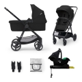 KINDERKRAFT - Cochecito combinado 4v1 NEWLY Clásico negro + silla de coche MINK PRO con base ISOFIX