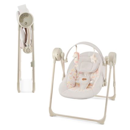 KINDERKRAFT - Columpio infantil con melodía SWINGEE beige 4xAAA/230V