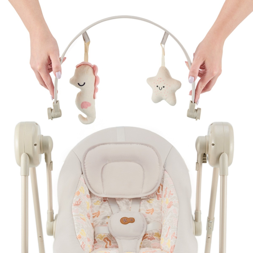KINDERKRAFT - Columpio infantil con melodía SWINGEE beige 4xAAA/230V