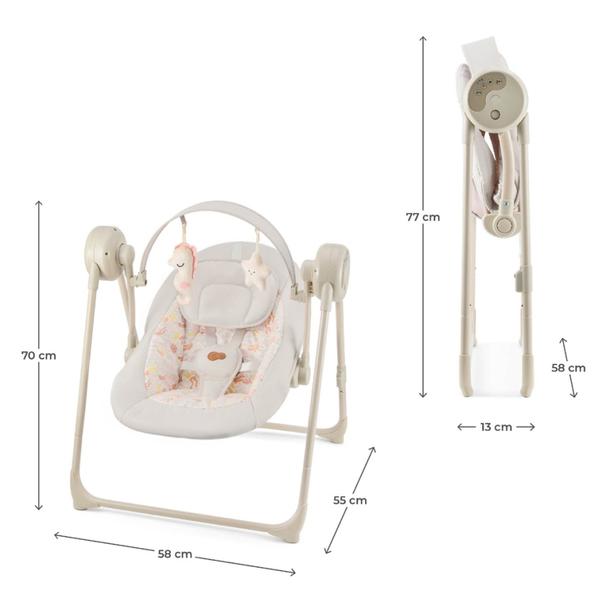 KINDERKRAFT - Columpio infantil con melodía SWINGEE beige 4xAAA/230V