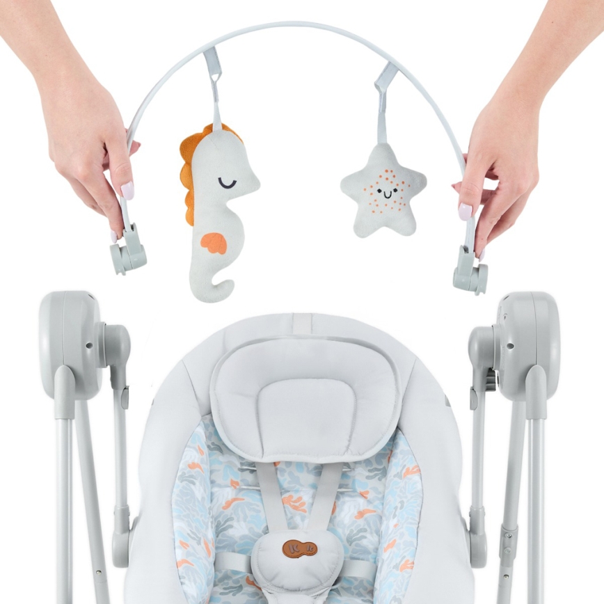 KINDERKRAFT - Columpio infantil con melodía SWINGEE gris 4xAAA/230V