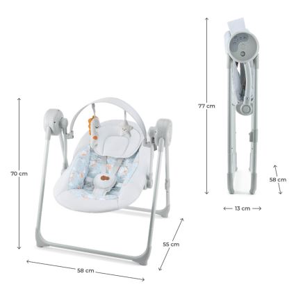 KINDERKRAFT - Columpio infantil con melodía SWINGEE gris 4xAAA/230V