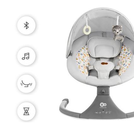 KINDERKRAFT - Columpio para bebés con melodía 2en1 LUMI gris claro