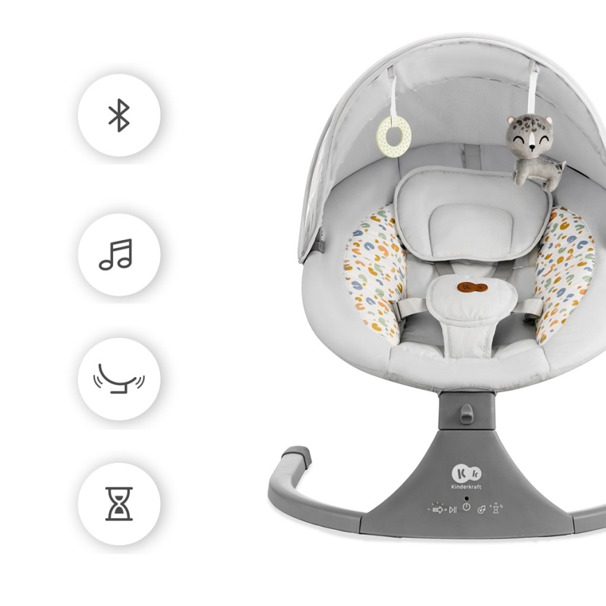 KINDERKRAFT - Columpio para bebés con melodía 2en1 LUMI gris claro