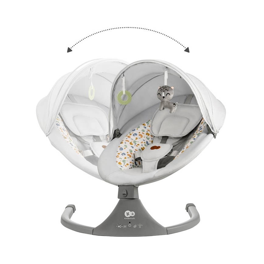 KINDERKRAFT - Columpio para bebés con melodía 2en1 LUMI gris claro