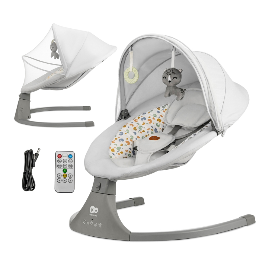 KINDERKRAFT - Columpio para bebés con melodía 2en1 LUMI gris claro