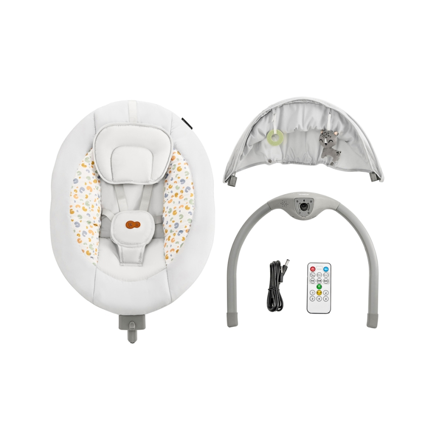 KINDERKRAFT - Columpio para bebés con melodía 2en1 LUMI gris claro