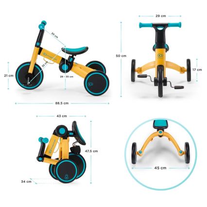 KINDERKRAFT - Correpasillos infantil 3 en 1 4TRIKE amarillo/negro
