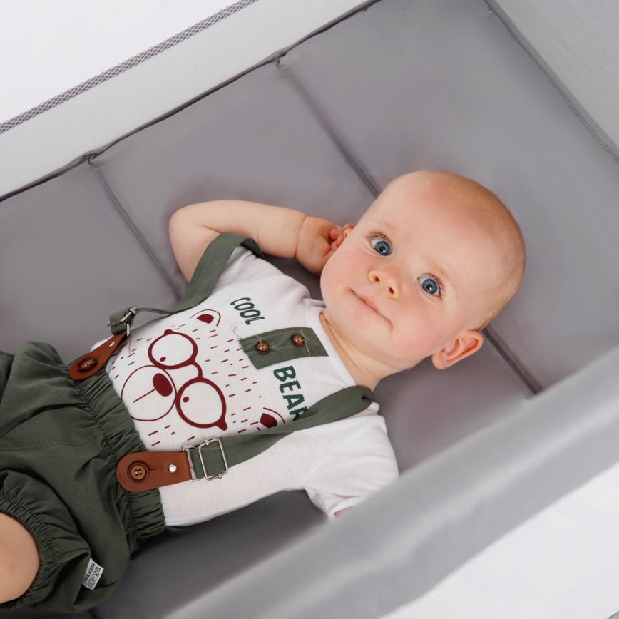 KINDERKRAFT - Cuna de viaje Baby Tiger VIKI gris