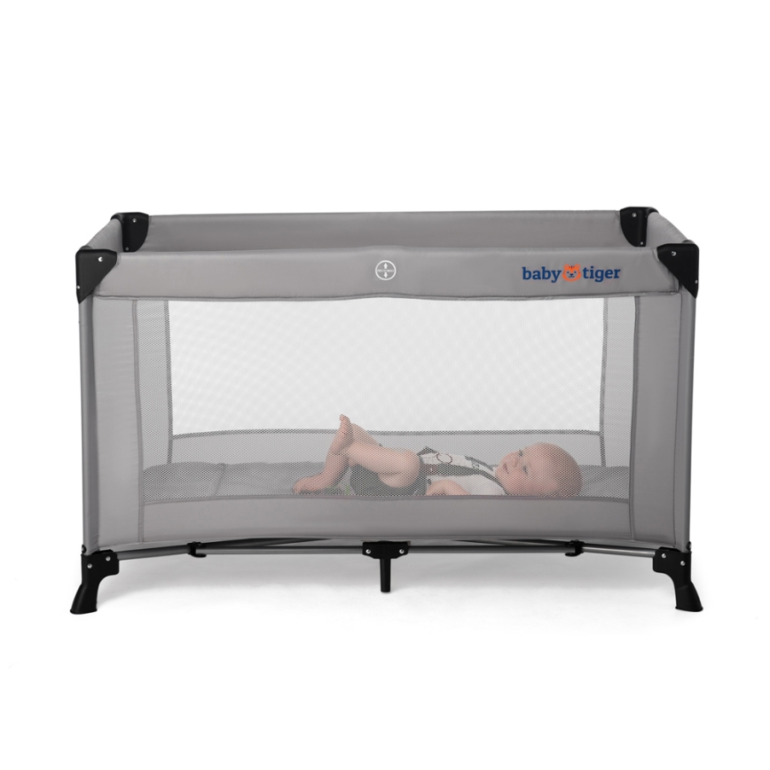 KINDERKRAFT - Cuna de viaje Baby Tiger VIKI gris