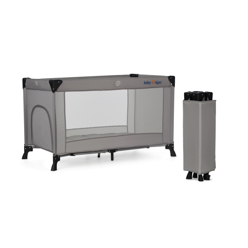 KINDERKRAFT - Cuna de viaje Baby Tiger VIKI gris