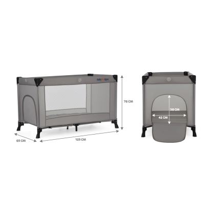 KINDERKRAFT - Cuna de viaje Baby Tiger VIKI gris