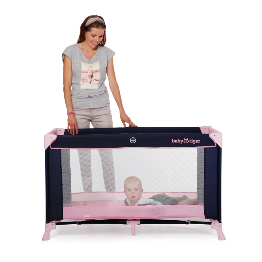KINDERKRAFT - Cuna de viaje Baby Tiger VIKI rosa