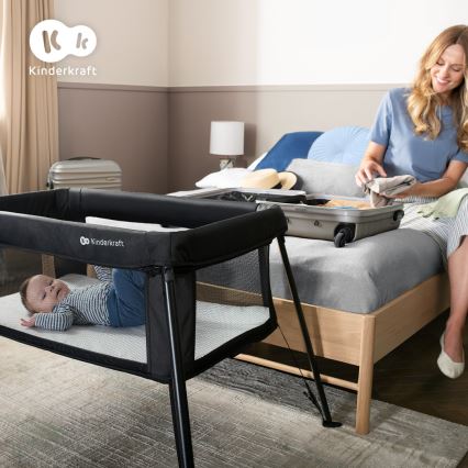 KINDERKRAFT - Cuna de viaje CAMI negra