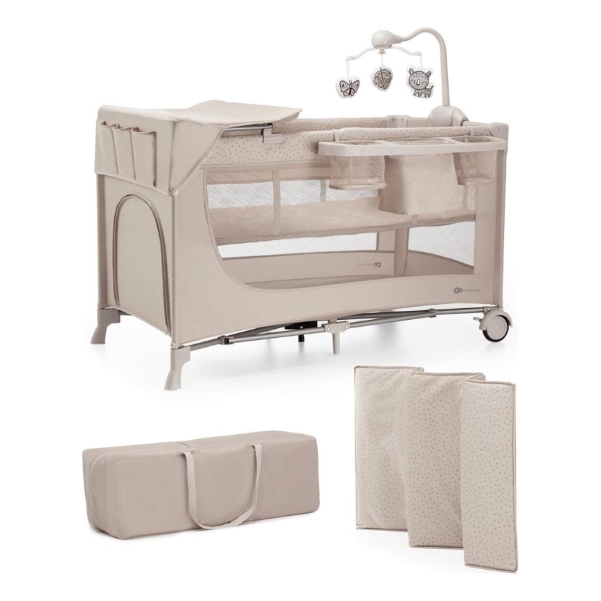 KINDERKRAFT - Cuna de viaje JOY 2 con accesorios beige