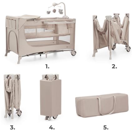 KINDERKRAFT - Cuna de viaje JOY 2 con accesorios beige