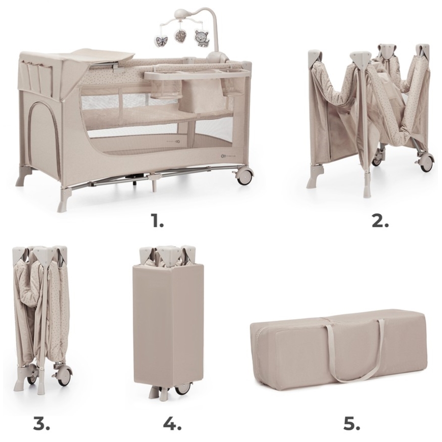 KINDERKRAFT - Cuna de viaje JOY 2 con accesorios beige