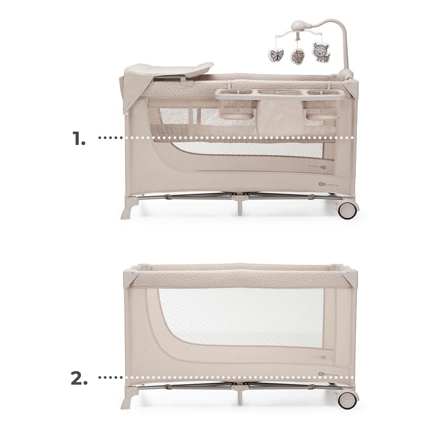 KINDERKRAFT - Cuna de viaje JOY 2 con accesorios beige