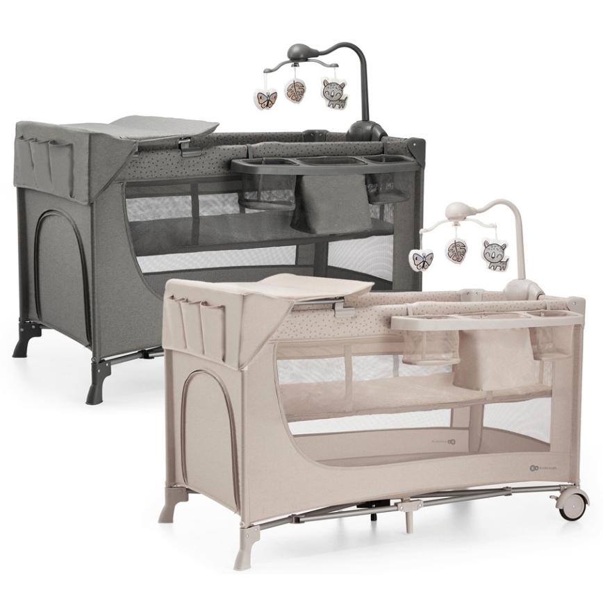 KINDERKRAFT - Cuna de viaje JOY 2 con accesorios beige