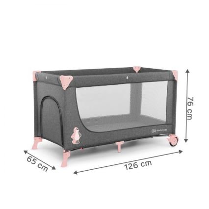 KINDERKRAFT - Cuna de viaje JOY gris-rosa