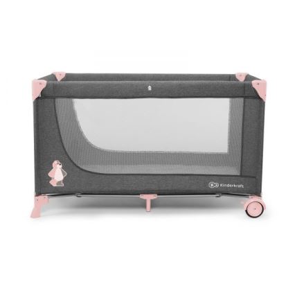 KINDERKRAFT - Cuna de viaje JOY gris-rosa