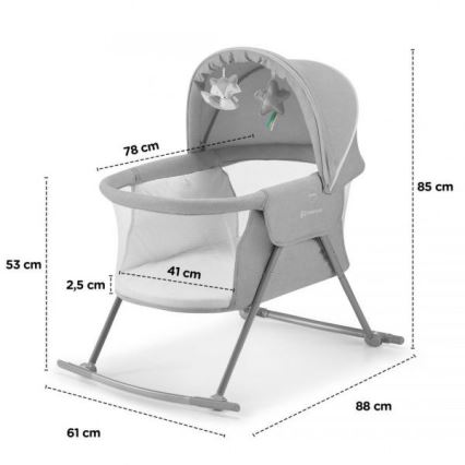 KINDERKRAFT - Cuna infantil 3 en 1 LOVI gris
