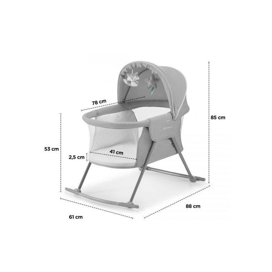 KINDERKRAFT - Cuna infantil 3 en 1 LOVI gris