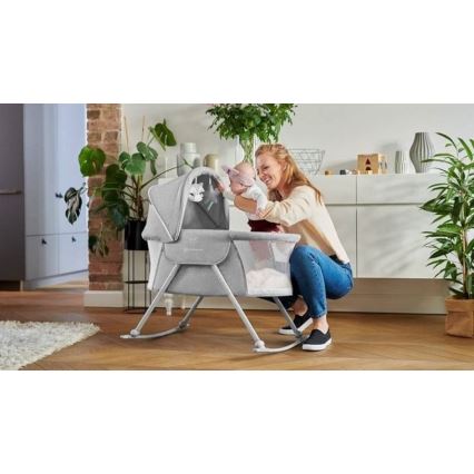 KINDERKRAFT - Cuna infantil 3 en 1 LOVI gris