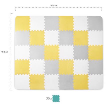 KINDERKRAFT - Puzzle de espuma LUNO 30 piezas gris/amarillo