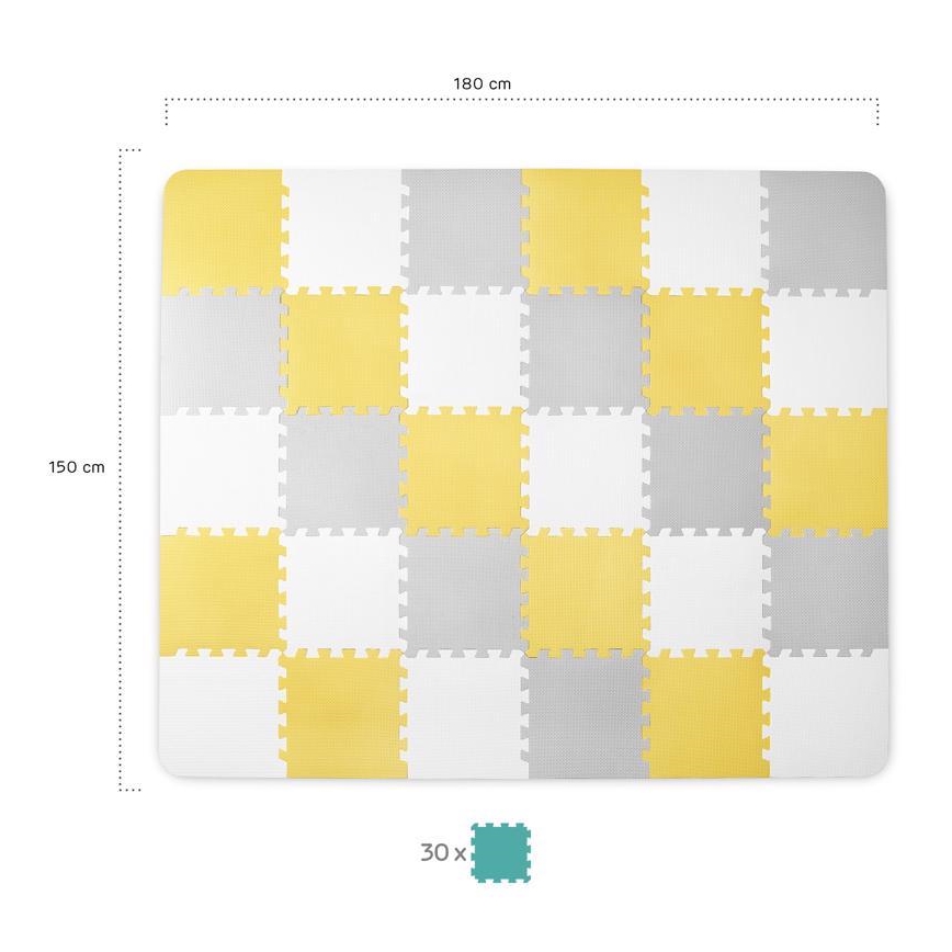 KINDERKRAFT - Puzzle de espuma LUNO 30 piezas gris/amarillo