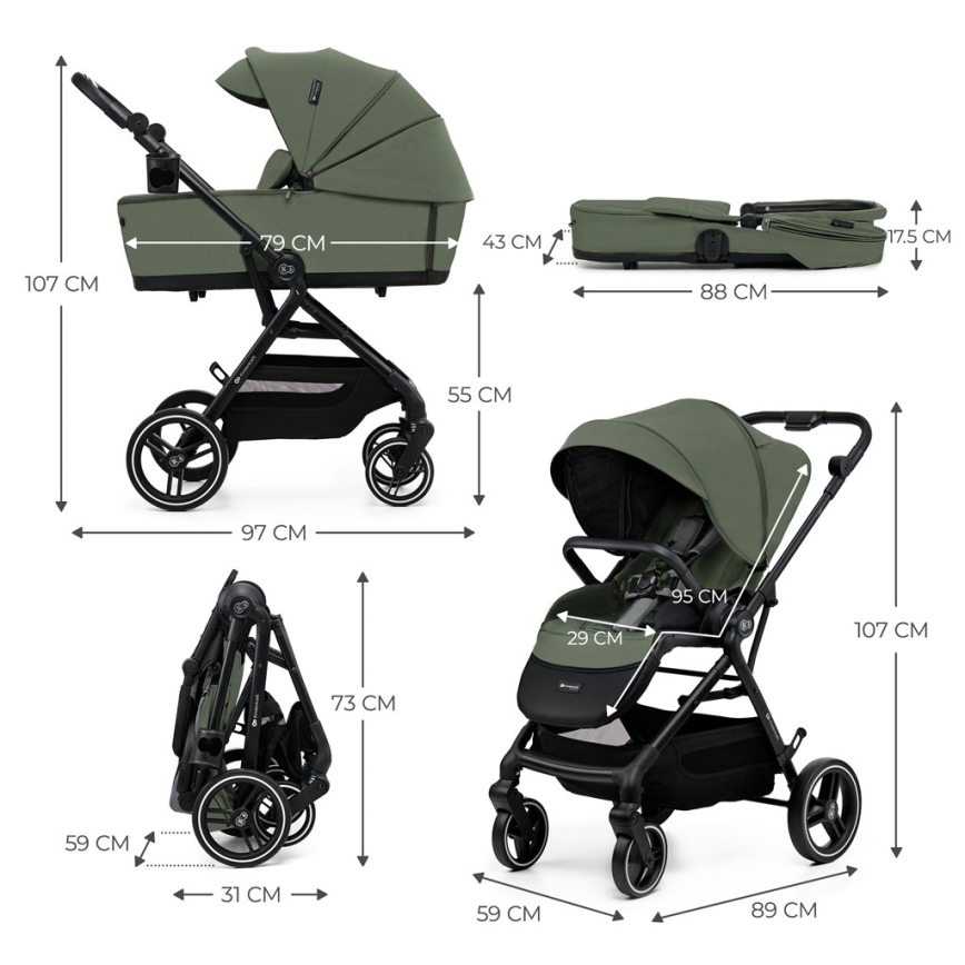 KINDERKRAFT SELECT - Cochecito 2en1 YOXI Mystic verde