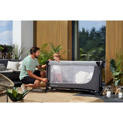 KINDERKRAFT SELECT - Cuna de viaje LEODY gris