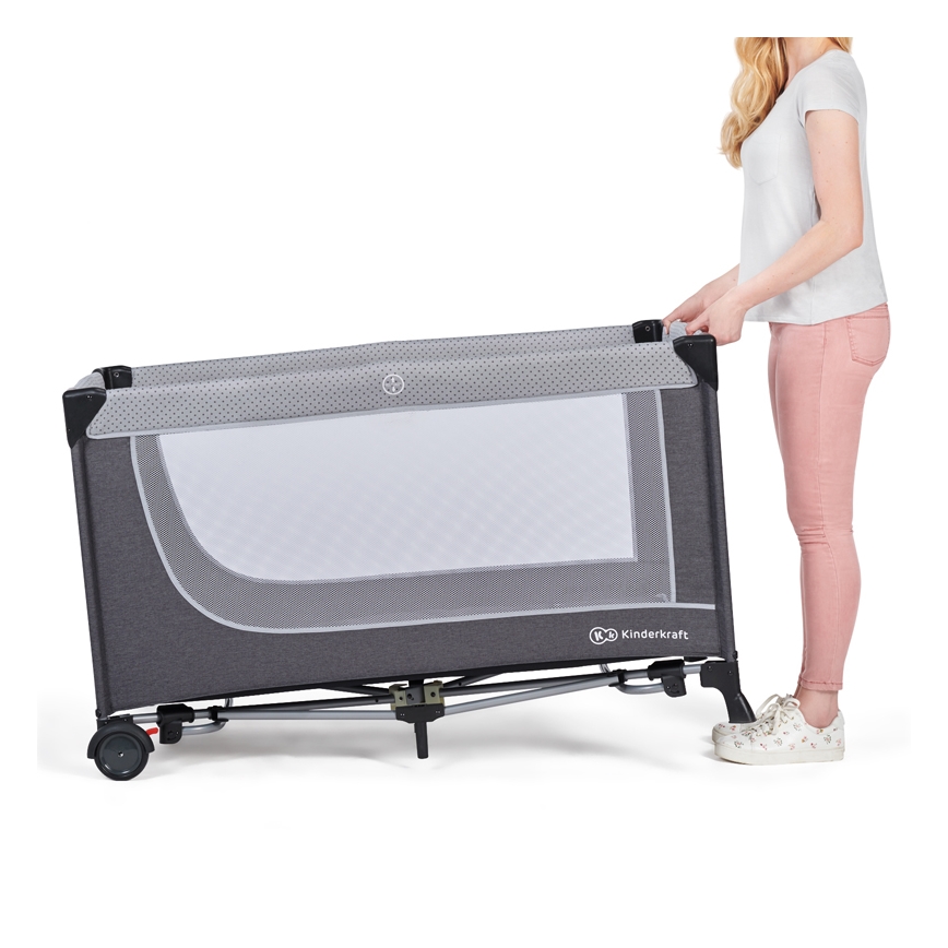 KINDERKRAFT SELECT - Cuna de viaje LEODY gris