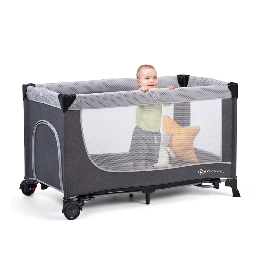 KINDERKRAFT SELECT - Cuna de viaje LEODY gris