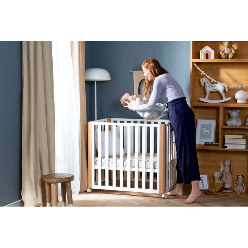 KINDERKRAFT SELECT - Cuna infantil 4 en 1 KOYA Premium haya/pino