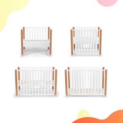 KINDERKRAFT SELECT - Cuna infantil 4 en 1 KOYA Premium haya/pino