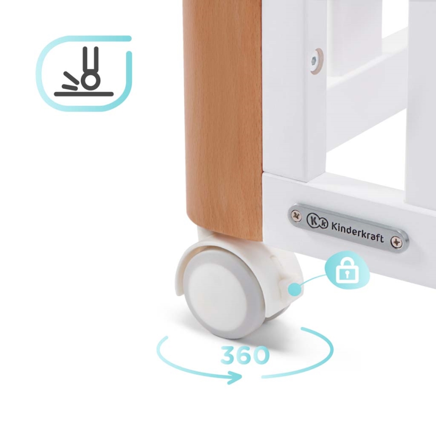 KINDERKRAFT SELECT - Cuna infantil 4 en 1 KOYA Premium haya/pino