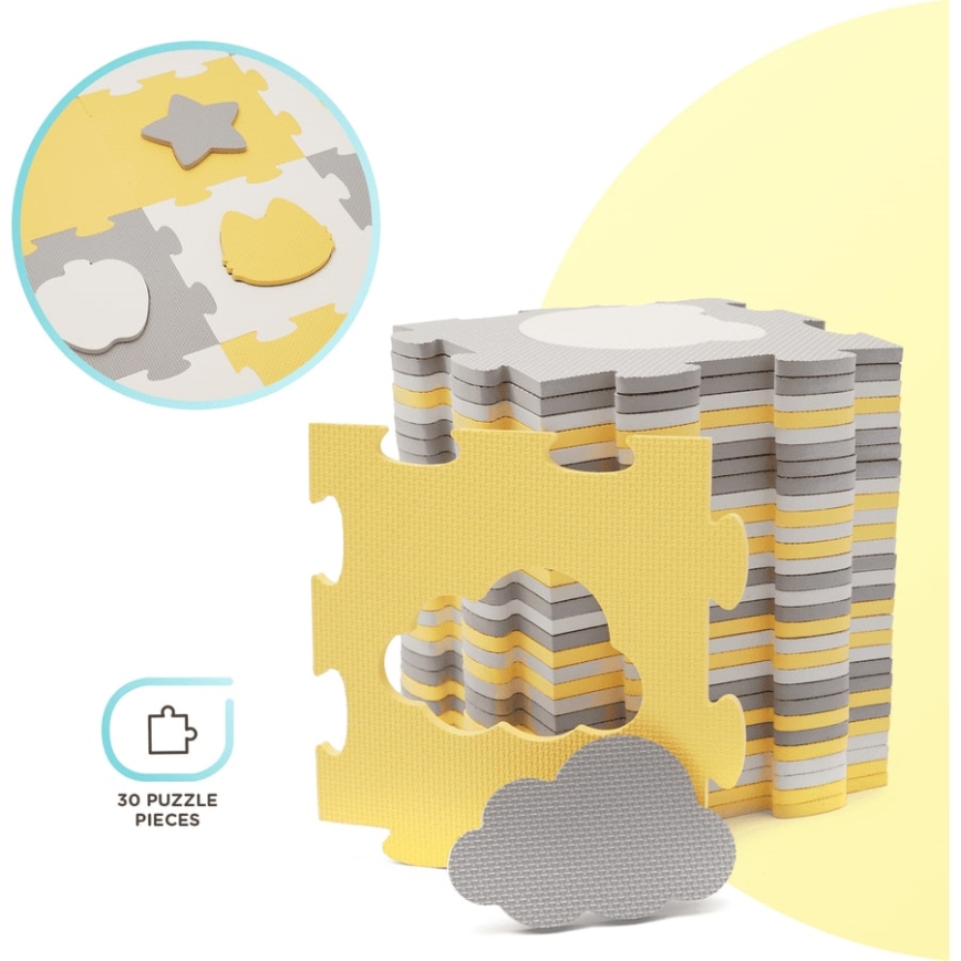 KINDERKRAFT - Puzzle de espuma LUNO 30pcs gris/amarillo