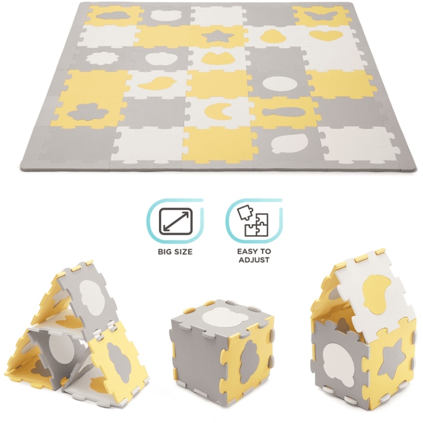 KINDERKRAFT - Puzzle de espuma LUNO 30pcs gris/amarillo