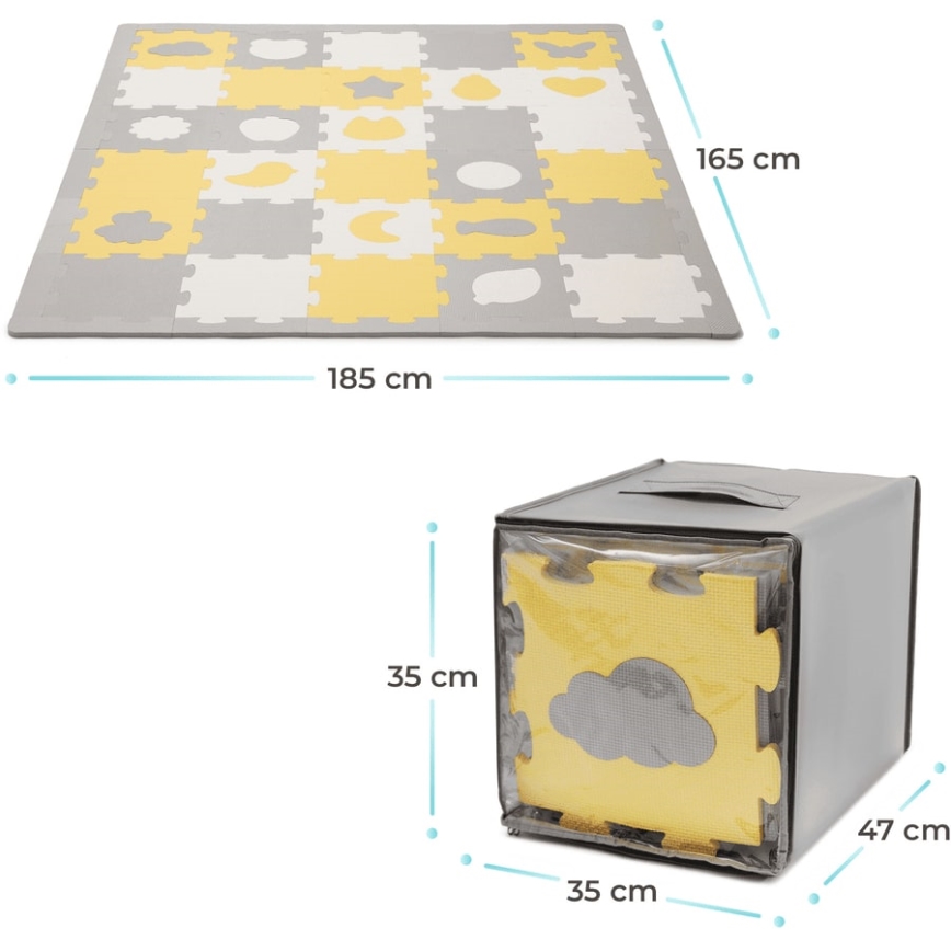 KINDERKRAFT - Puzzle de espuma LUNO 30pcs gris/amarillo