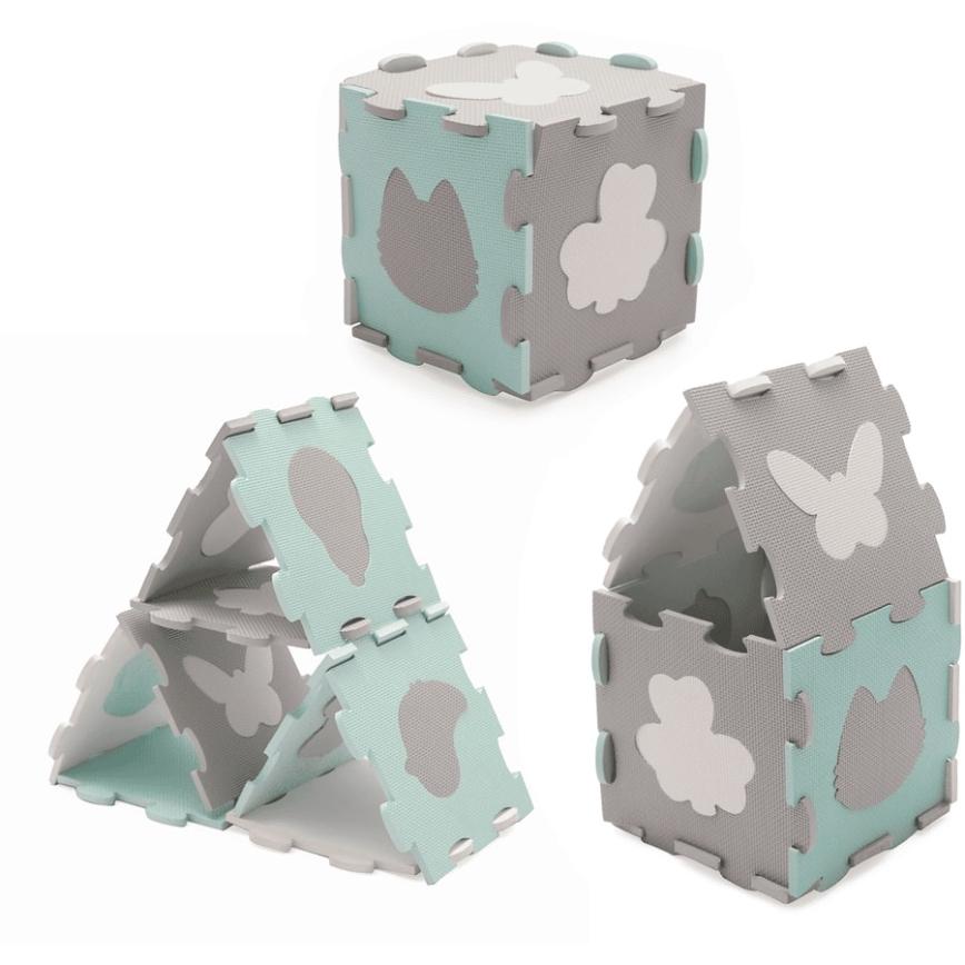 KINDERKRAFT - Puzzle de espuma LUNO 30pcs gris/menta