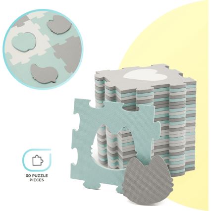 KINDERKRAFT - Puzzle de espuma LUNO 30pcs gris/menta