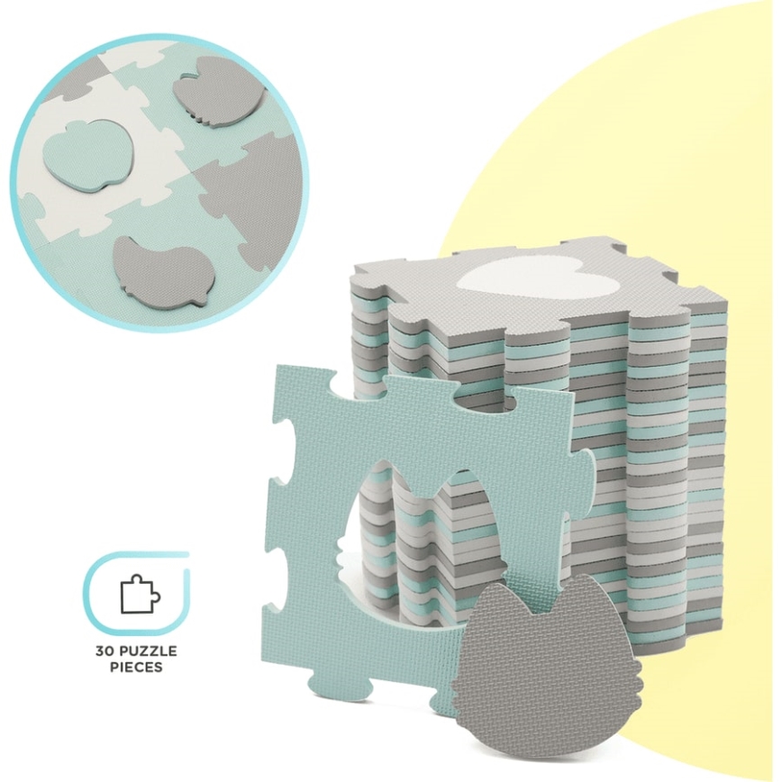 KINDERKRAFT - Puzzle de espuma LUNO 30pcs gris/menta