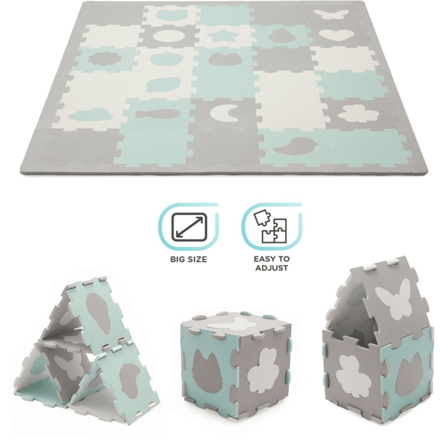 KINDERKRAFT - Puzzle de espuma LUNO 30pcs gris/menta