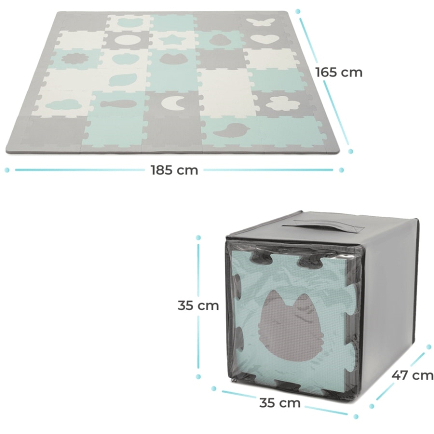 KINDERKRAFT - Puzzle de espuma LUNO 30pcs gris/menta