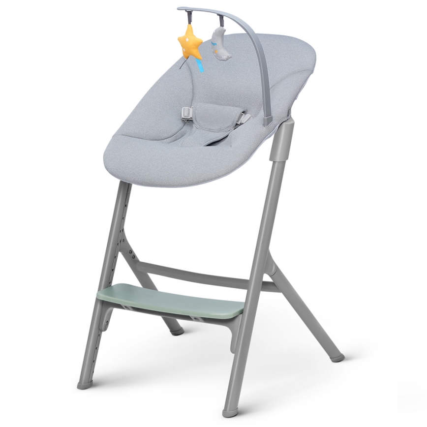 KINDERKRAFT SELECT - Silla de comedor para niños 3en1 LIVY Premium Olive Verde + tumbona CALMEE