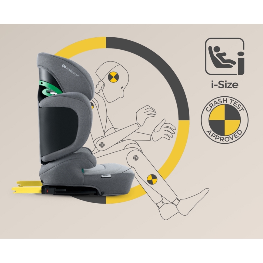 KINDERKRAFT SELECT - Silla para coche XPAND 2 i-Tamaño (100-150 cm) Premium Cohete gris