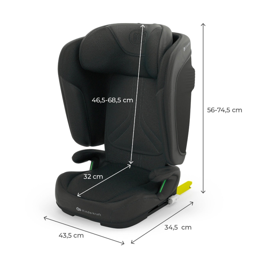 KINDERKRAFT - Silla de coche infantil plegable UNITY 2 i-Size 100-150 cm negra