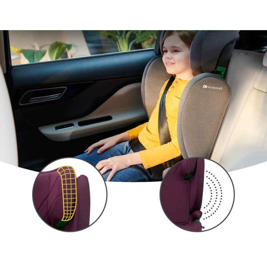 KINDERKRAFT - Silla de coche JUNIOR FIX 2 (100-150 cm) Cherry pearl