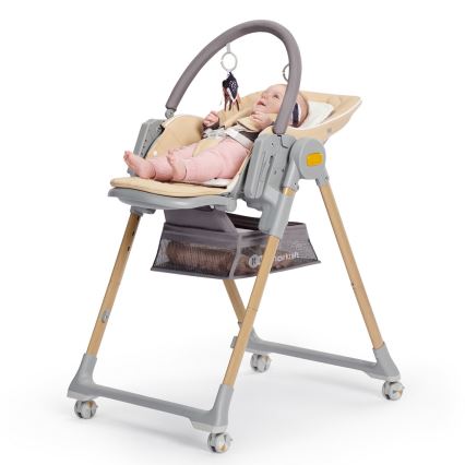 KINDERKRAFT - Silla de comedor infantil 2en1 LASTREE beige/gris